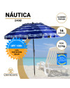 NÁUTICA 240 cm con Espiral y Poste de Recorrido Total. 16 Varillas. PROTECCIÓN Total contra los Rayos UV