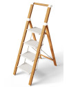 Escalera Aluminio con Mango (blanco-madera) 4 peldaños Artemisa