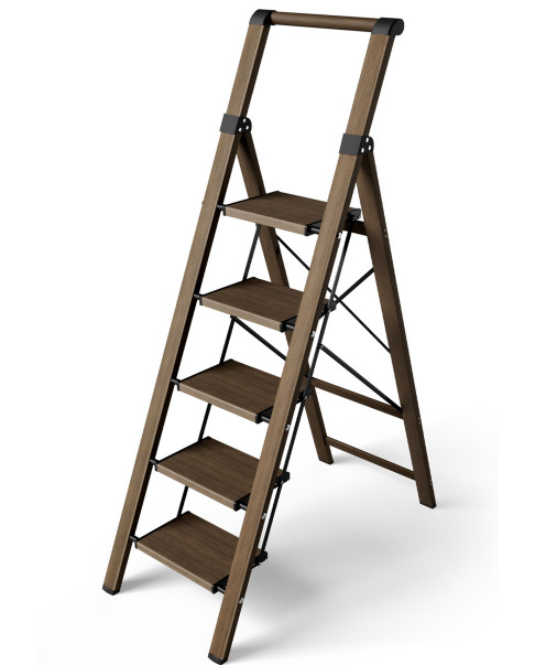 Escalera Aluminio con Mango (café) 5 peldaños Agatha