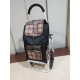 Carro de la compra de 6 ruedas plegable con asiento 01 Negro-Café