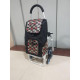 Carro de la compra de 6 ruedas plegable con asiento 09 Negro-Flowers