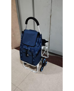 Carro de la compra de 6 ruedas plegable con asiento 10 Azul Marino