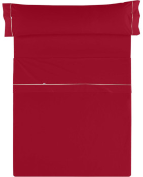 Juego de sábanas Lisos Biés Cala, 3 Piezas, Color Burdeos, Algodón, Cama 80 / 95 (Twin)