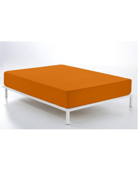 Sábana Bajera Ajustable De Poliéster-algodón Ocre Para Cama De 90