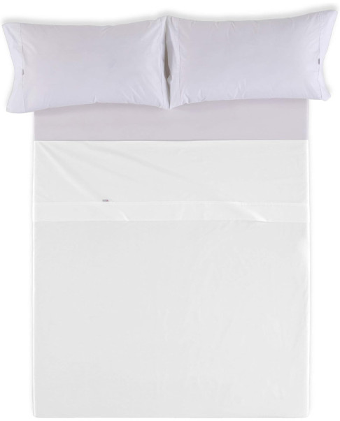 Sábana Encimera 100% Algodón Blanco Para Cama De 150/160 Cm