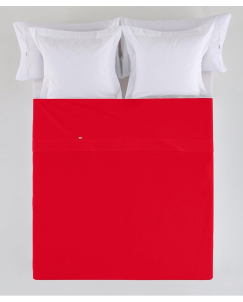 Sábana Encimera COMBI color Rojo - Cama de 135 cm. - 50% Algodón / 50% Poliéster - 144 Hilos