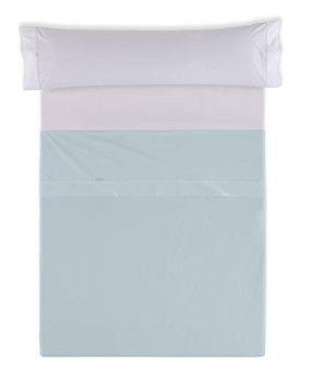 Sábana Encimera De Polialgodón Lisa Azul Celeste Cama De 135/140