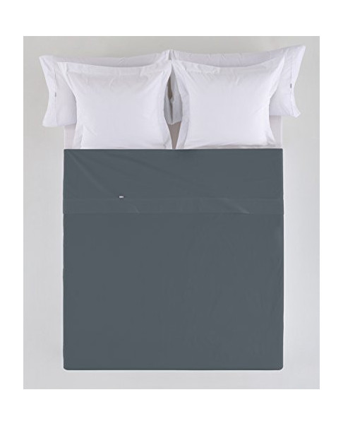 Sábana Encimera De Polialgodón Lisa Gris Cama De 105