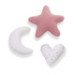 Set de 3 cojines bebé formas corazón, estrella y luna