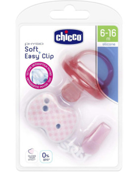 Pack chupete Physio Soft 6-16m+clip easy rosa-Nursing 00073012100000