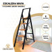 Escalera Aluminio con Mango (negro-madera) 5 peldaños Maya
