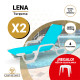 ¡OFERTA! Lote de 2 tumbonas LENA Turquesa + 1 Mesita Solid Blanca