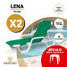 ¡OFERTA! Lote de 2 tumbonas LENA Verde + 1 Mesita Solid Blanca