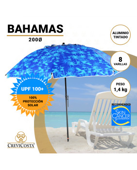 BAHAMAS 200 cm con Espiral y Poste de Recorrido Total. 8 Varillas.  PROTECCIÓN Total contra los Rayos UV