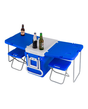 Nevera Portátil LEVANTE 32 L con mesa extensible y 2 taburetes plegables.