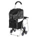 Carro de la compra de 6 ruedas plegable con asiento 11 Letras Negras