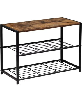 Zapatero de acero y madera de tres niveles