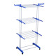 Tendedero Vertical Plegable para Ropa con Ruedas 75x64x170 cm Blanco y Azul