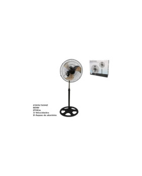 VENTILADOR DE PIE 45 cm NEGRO 60W 1.3MT 3 VEL