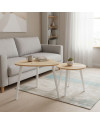 SET 2 MESAS AUXILIARES MADERA + MDF DARREN 48 x 48 x 45 cm PINO