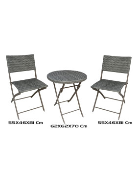 SET TERRAZA MIMBRE PLS 3 PCS SANSA GRIS