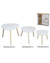 SET 3 MESAS AUXILIARES MADERA + MDF DARREN 59 x 59 x 49 cm BLANCO + PINO