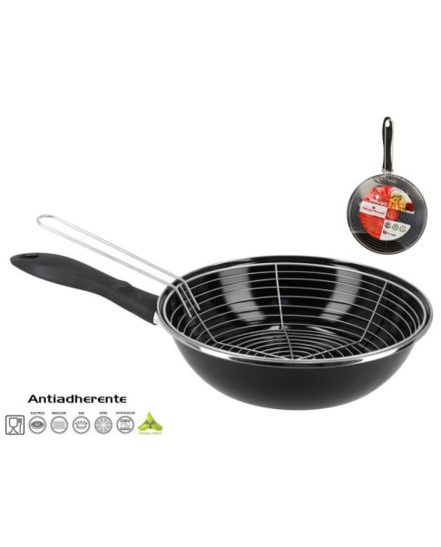 Sartén Freidora con Cesto Vitrin Black 26 cm - Negro