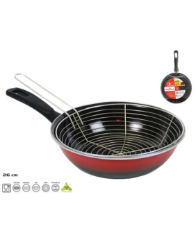 Sartén Freidora con Cesto Vitrin Black 26 cm - Rojo