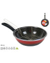 Sartén Freidora con Cesto Vitrin Black 26 cm - Rojo