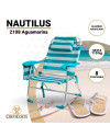 NAUTILUS 2108 - Silla de playa plegable con NUEVO cojín ergonómico y NUEVA nevera incorporada. 8 Posiciones (Aguamarina)