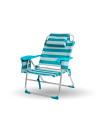 NAUTILUS 2108 - Silla de playa plegable con NUEVO cojín ergonómico y NUEVA nevera incorporada. 8 Posiciones (Aguamarina)