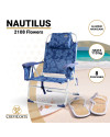 NAUTILUS 2108 - Silla de playa plegable con NUEVO cojín ergonómico y NUEVA nevera incorporada. 8 Posiciones (Flowers)