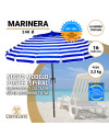 Sombrilla MARINERA 240 cm - Sombrilla con Espiral y NUEVO poste especial enroscador y colgador. 16 Varillas.