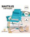 NAUTILUS 2108 - Silla de playa plegable con NUEVO cojín ergonómico y NUEVA nevera incorporada. 8 Posiciones (Turquesa)