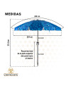 Sombrilla BAHAMAS 240 cm - Sombrilla con Espiral y NUEVO poste especial enroscador y colgador. 16 Varillas.