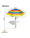 Sombrilla ARCOÍRIS 200 cm - Sombrilla con Espiral y NUEVO poste especial enroscador y colgador. 8 Varillas.
