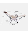 Silla de camping portátil para el aire libre con brazos, porta bebidas, bolsa de transporte y reposapiés (Beige)
