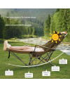 Silla de camping portátil para el aire libre con brazos, porta bebidas, bolsa de transporte y reposapiés (Beige)