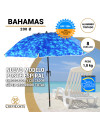Sombrilla BAHAMAS 200 cm - Sombrilla con Espiral y NUEVO poste especial enroscador y colgador. 8 Varillas.