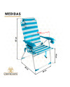 PALMERA 2081-3 NEW Aguamarina - Silla de playa plegable con NUEVO cojín ergonómico y NUEVA nevera incorporada.