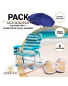 PACK Silla de Playa NAUTILUS 2108 (Aguamarina) + Sombrilla Nylon pequeña