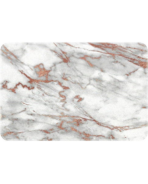 Alfombrilla de baño Antideslizante 60 x 39 cm (Mármol Blanco)