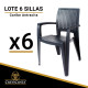 Lote de 6 Sillas de resina CARIBE (Antracita)