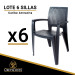 Lote de 6 Sillas de resina CARIBE (Antracita)
