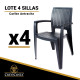 Lote de 4 Sillas de resina CARIBE (Antracita)