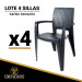 Lote de 4 Sillas de resina CARIBE (Antracita)